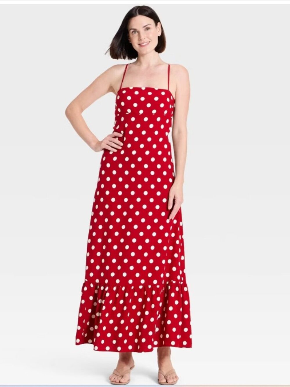 NEW Open-Back Maxi Dress Women's Small Red Polka Dot